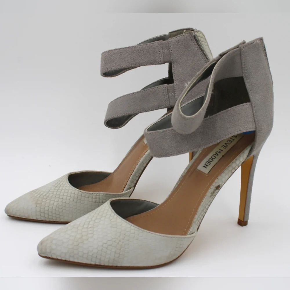 Steve Madden Grey Microsuede Heels – Size 7.5 - Picture 2 of 7